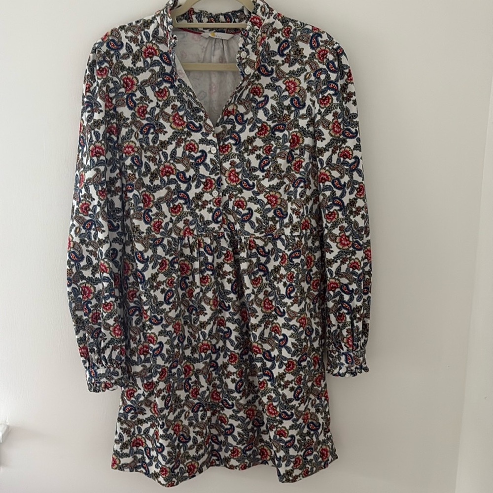 Boden Ruffle neck cord dress size 8R